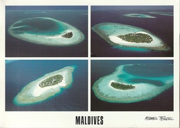 * Cartolina - Maldive - Vista Aerea Dei Atolli - Viag. Per Bologna 2002 - Maldivas