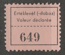 Postal LABEL Vignette / Valeur Déclarée - Value Letter Packet Parcel Post Vignette Label - 1950's Hungary Ungarn Hongrie - Viñetas De Franqueo [ATM]