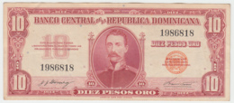 Dominican Republic 10 Pesos 1962 VF++ Pick 93 - Dominicaine