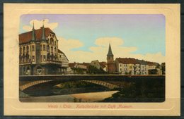 4713 - Ansichtskarte "WEIDA, Katschbrücke Mit Café Museum" V- Bahnpost-Stempel LEIPZIG-SAALFELD - Weida