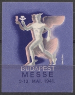 MESSE Germany - HERMES Greek Mythology WING Tulip Flower Hammer 1941 Hungary Budapest Fair LABEL CINDERELLA VIGNETTE - Autres & Non Classés