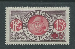 St Pierre Et Miquelon N° 106 X Au Profit De La Croix-Rouge : + 5 C. Sur 15 C. Trace De Charnière Sinon TB - Unused Stamps
