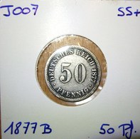 *** (J007) 50 Pfennig 1877 B *SS* (SILBER - ARGENT - SILVER) DEUTSCHLAND Deutsches Reich - 50 Pfennig