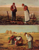 L'Angélus Et Les Glaneuse (Millet) - Lot De 2 CPA Envoyées à M. Félix Rombaut Négociant à Manage (Juin 1905) - Pittura & Quadri