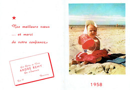 Petit Calendrier 1958 Avec Les Voeux Des Cartes De Visite Et Ets D'Imprimerie André Remy à Beauraing - Small : 1941-60