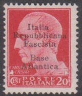 Italy-Italian Social Republic 1943 Overprinted Base Atlantica S 8, Mint Never Hinged - Emissions Locales/autonomes