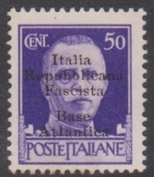 Italy-Italian Social Republic 1944 Overprinted Base Atlantica S 29, 50c Violet, Mint Hinged - Emissions Locales/autonomes