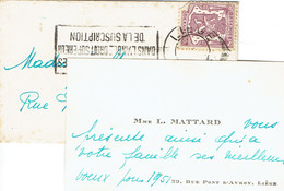 Ancienne Carte De Visite De Mme L. MATTARD, Rue Du Pont D'Avroy, Liège - Cartes De Visite