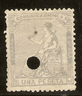 España Edifil 138T  1 Peseta Lila  Telégrafos  Corona Y Alegoría 1873  NL227 - Neufs