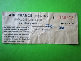 BILLET TICKET  Service CARS - AIR FRANCE - INVALIDE - AEROPORT - Wereld