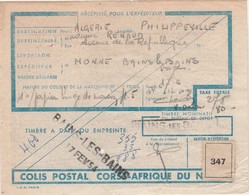 Reçu Colis Postal 1954 / Corse-Afrique / Envoi De Monne Broderies à Bains Les Bains 88 / Pour Philippeville Algérie - Autres & Non Classés