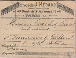 Etiquette Colis Postal 3 Kg / J. MEDARD Bd Strasbourg Paris /à Cachot Dampierre Les Conflans 70 / Gare Conflans-Varigney - Otros & Sin Clasificación