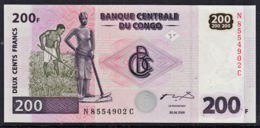 Cdb005 CONGO DR 2000, 200 Francs Banknote, UNC - République Démocratique Du Congo & Zaïre