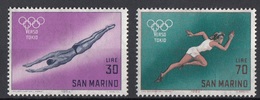 San Marino 1964 Uf. 660-661 "Verso Tokio"  Tuffi Corsa FemminileFull Set MNH Olimpiadi - Duiken