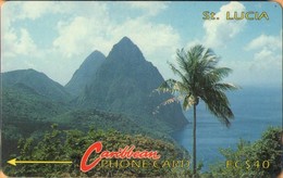 Saint Lucia - GPT, STL-3C, 3CSLC, SBr, Pitons 2 (Without Logo), Palm-trees, Rocks, 40$, 30,250ex, 1991, Used - St. Lucia