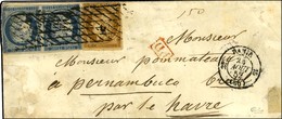 Grille Sans Fin / N° 1 (def) + 4 Paire (1 Ex Def) Càd PARIS (60) Sur Lettre Au Tarif Des Bâtiments De Commerce Pour Pern - 1849-1850 Cérès