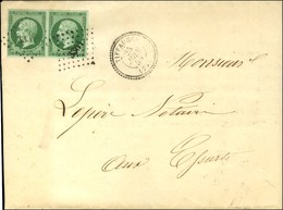 PC 3364 / N°12 Vert Foncé Sur Vert, Paire Càd T 22 TIFFAUGES (79) Sur Imprimé Complet Pour Les Essarts. 1859. - TB / SUP - 1853-1860 Napoleon III