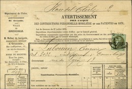 Càd T 17 GRENOBLE (37) / N° 39 Sur Avertissement. 1871. - TB. - 1870 Emisión De Bordeaux