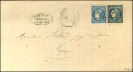 GC 2210 / N° 46 Bleu Acier + 46 Piquage De Marennes Càd T 17 MARENNES (16) Sur Lettre 2 Ports Pour Royan. 1871. - TB / S - 1870 Bordeaux Printing