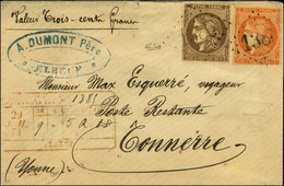 GC 1386 / N° 47 + 48 Descriptif De Chargement Rouge ELBEUF Sur Lettre Chargée Pour Tonnerre. 1871. - TB / SUP. - R. - 1870 Emission De Bordeaux