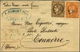 GC 1386 / N° 47 + 48 Descriptif De Chargement Rouge ELBEUF Sur Lettre Chargée Pour Tonnerre. 1871. - TB / SUP. - R. - 1870 Uitgave Van Bordeaux