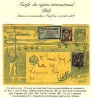 Càd LE HAVRE / N° 89 + 97 Sur Enveloppe Timbrée Sur Commande à 15c. Bleu '' Visite Du Tsar '' Recommandée Pour Valparais - 1876-1878 Sage (Type I)