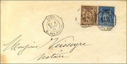 Càd Octo De Lev Ex PARIS / R. DES HALLES E1 / N° 67 + 90. 1881. - SUP. - 1876-1878 Sage (Tipo I)