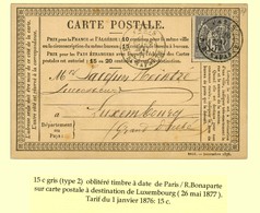 Càd PARIS / R. BONAPARTE / N° 77 Sur Carte Postale Pour Le Luxembourg. 1877. - SUP. - 1876-1878 Sage (Typ I)