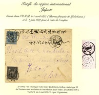 Càd T 18 TOULON-S-MER / VAR 25 OCT. 78 / N° 79 + 89 Sur Lettre Pour Yedo Au Tarif Du 1er Mai 1878. Au Verso Càd De Passa - 1876-1878 Sage (Typ I)