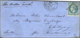GC 347 / N° 29 Càd PARIS / LES BATIGNOLLES 1 OCT. 70 Sur Lettre Pour Théligny Par Montmirail (Sarthe). Au Verso, Càd D'a - Krieg 1870