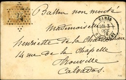 Etoile 24 / N° 28 Càd PARIS / R. DE CLERY 3 OCT. 70 Sur Carte Pour Trouville Sans Càd D'arrivée. LE NON DENOMME Probable - Guerre De 1870