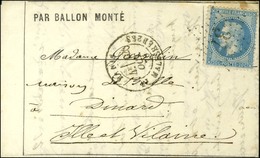 Etoile 37 / N° 29 Càd PARIS / BT MALESHERBES 12 OCT. 70 Sur Lettre PAR BALLON MONTE Pour Dinard. Au Verso, Bureau De Pas - Guerra Del 1870