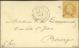Etoile 34 / N° 28 Càd PARIS / AVENUE JOSEPHINE (rare) 7 OCT. 70 Sur Carte Pour Bourges. Au Verso, Càd D'arrivée 21 OCT.  - Oorlog 1870