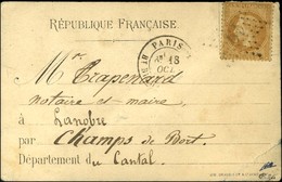 Etoile 19 / N° 28 (infime Def) Càd PARIS / BT RICHARD LENOIR 18 OCT. 70 Sur Carte Avec Mention Imprimée REPUBLIQUE FRANC - Guerra Del 1870