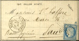 Etoile 15 / N° 37 Càd PARIS / R. BONAPARTE 10 NOV. 70 Sur Dépêche Ballon N° 4 Pour Pau Sans Càd D'arrivée. LE DAGUERRE C - Oorlog 1870