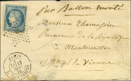 Etoile 9 / N° 37 Càd PARIS / R. MONTAIGNE 13 NOV. 70 Sur Lettre Sans Texte Pour Montmorillon, Au Verso Càd D'arrivée 22  - War 1870