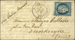 GC 2488 / N° 37 Càd PARIS / MONTMARTRE 8 DEC. 70 Sur Lettre Pour Dunkerque. Au Verso, Càd D'arrivée 14 DEC. 70. LE GENER - Guerra Del 1870