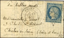 Etoile 15 / N° 37 Càd PARIS / R. BONAPARTE 15 DEC. 70 Sur Lettre Pour Chalon Sur Saone. Au Verso, Càd D'arrivée 29 DEC.  - War 1870