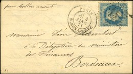 Etoile 15 / N° 29 Càd PARIS / R. BONAPARTE 4 JANV. 71 Sur Lettre Pour La Délégation Du Ministère Des Finances à Bordeaux - Oorlog 1870