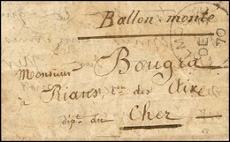 Lettre (petit Format) Avec Texte Datée De Paris Le 26 Novembre 1870 Pour Le Cher, Au Recto Rare Càd De Repêchage FALMOUT - Oorlog 1870