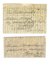 Ballon Monté (timbre Manquant) Adressé à Madame Sarret à Tours + Boule De Moulins Sans Timbre Adressée En Retour à Monsi - Guerra Del 1870