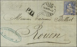 Lettre Avec Texte Daté De Mulhouse Pour Rouen Postée En Suisse. Càd BASEL / Suisse 30c. 1871. - TB. - Guerra Del 1870