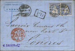 Lettre Avec Texte Daté De Lyon Pour Londres Postée En Suisse. Càd ZURICH / Suisse 30c. (2). 1871. - TB. - Guerra Del 1870