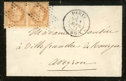 Etoile évidée / N° 28 (paire) Càd PARIS (60) 1 AVRIL 71 Sur Lettre Pour Villefranche De Rouergue. Càd D'arrivée 5 AVRIL  - Oorlog 1870