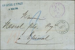 Càd Violet METZ / F Sur Lettre Pour Epinal. Au Recto, Càd D'arrivée POSTE / 1871 / EPINAL, Taxe 2 Au Crayon Bleu. - TB. - Lettres & Documents