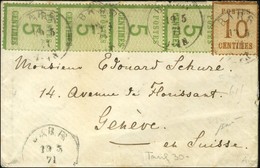 Càd BARR / Alsace N° 4 (4) + 5 (leg Def) Sur Lettre Pour Genève. 1871. - TB. - Lettres & Documents