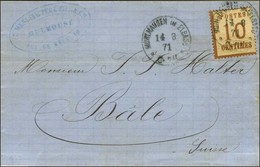 Càd MULHAUSEN IM ELSASS / Als. N° 5 Sur Lettre Au Tarif Frontalier Pour Bâle. 1871. - TB. - Cartas & Documentos