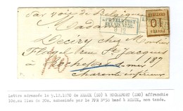 Cachet Encadré Bleu KPR FELDPOST / RELAIS N° 58 / Alsace N° 5 Sur Lettre Avec Texte Daté De Meaux Le 9 Décembre 1870 Pou - Covers & Documents