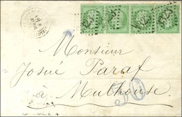 GC 3323 / N° 20 Bande De 4 Càd SAULXURES-SUR-MOSELOTTE (82) Sur Lettre Pour Mulhouse, Au Recto Taxe 30 DT Bleue. 1871. - - Storia Postale