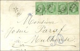 GC 3323 / N° 20 Bande De 4 Càd SAULXURES-SUR-MOSELOTTE (82) Sur Lettre Pour Mulhouse, Au Recto Taxe 30 DT Bleue. 1871. - - Briefe U. Dokumente